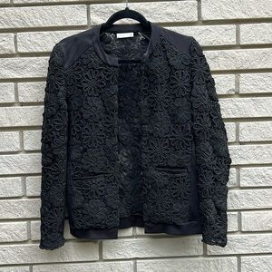 Super Trash Jeeper Black Floral Lace Blazer Sz S
